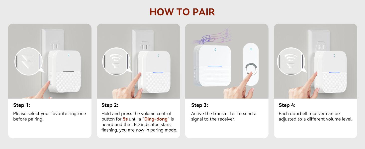 Lighted Wireless Doorbell for Home, Waterproof Battery Doorbell Wireless 1,000ft Range, 5 Volume Levels with 58 Chimes & LED Flash on Receiver (White, 2 Buttons & 1 Receiver) Lighted Wireless Doorbell for Home, Waterproof Battery Doorbell Wireless 1,000ft Range, 5 Volume Levels with 58 Chimes & LED Flash on Receiver (White, 2 Buttons & 1 Receiver)