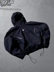 Spring Summer Hooded Windproof Jacket, Lightweight Waterproof Outdoor Hiking Jacket, Casual Street Style, Zip Pockets, Daily Wear, Casual Athletic Jacket