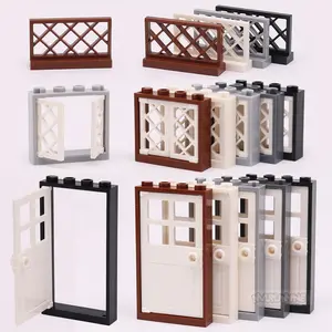 32PCS Door Window Fence Small Particle Building Blocks City House DIY Parts Set, Construction Street View Bricks Accessories Compatible with 60607 60594 60596 60623 3185