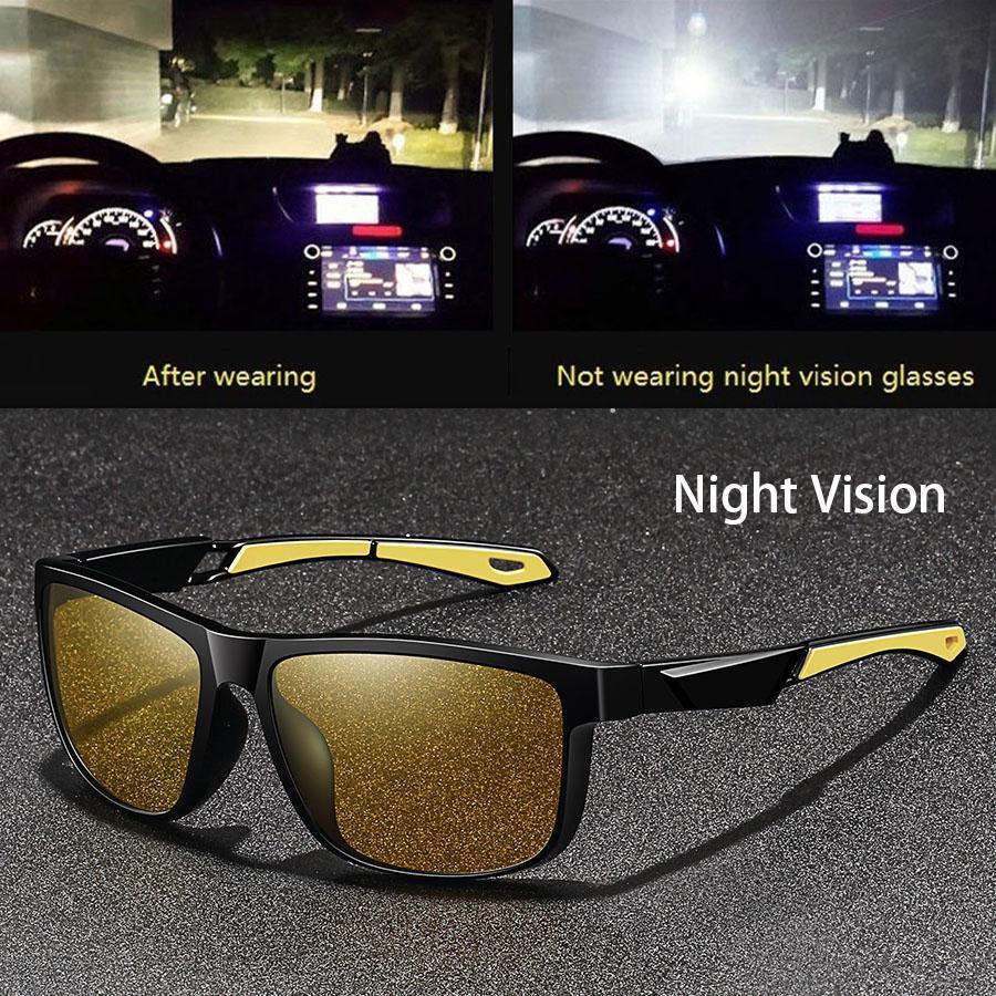 Vintage Square Frame Unisex Night Vision Glasses, Anti-Glare & Anti-Reflective UV400 Eyewear, Fatigue-Reducing Lenses Ideal for Night Driving, Daily Commute & Outdoor Use