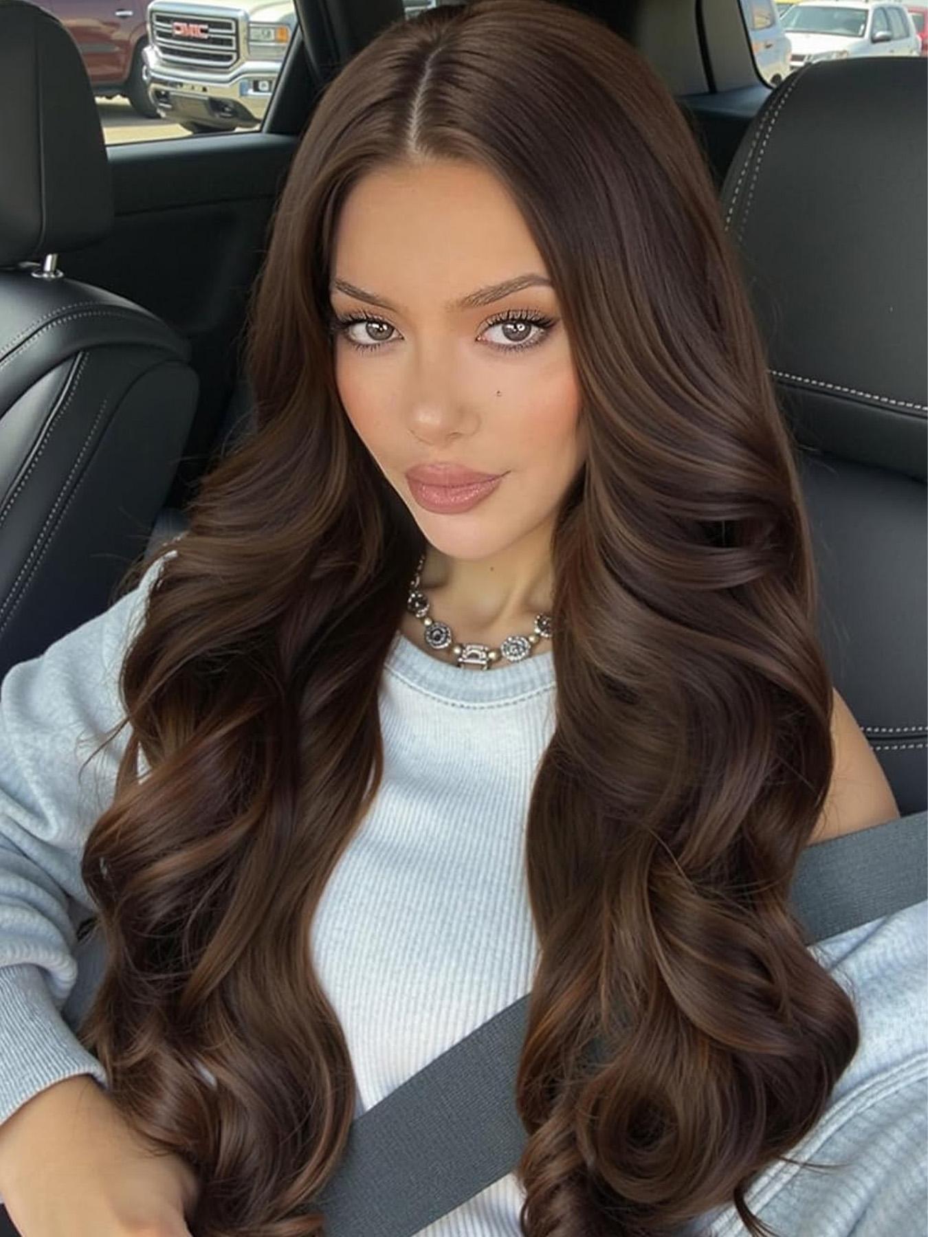 Women's 26 Inch Long Body Wave Lace Front Wigs, Natural Fluffy Glueless Wigs without Bangs, Synthetic Wigs for Party, Daily Hairstyle Decor, Glueless Frontal Wig, Body Wavy Wig