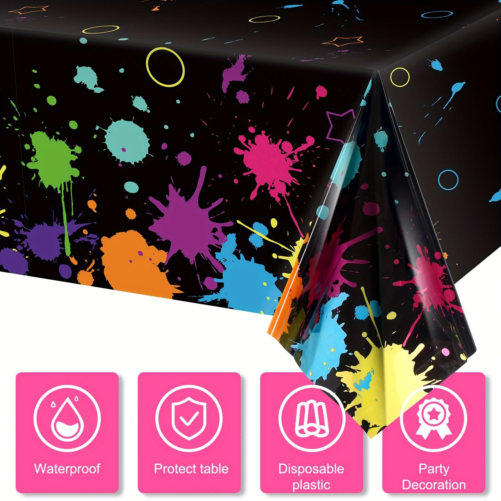 For Neon Birthday & Blacklight Parties, Table Protection & Decoration Solution, Glow Disposable Plastic Tablecloths, Fluorescent Glowing Atmospheric, Effortlessly Create Cool Neon Party Vibe, 108 X 54 Inch 4 Pack