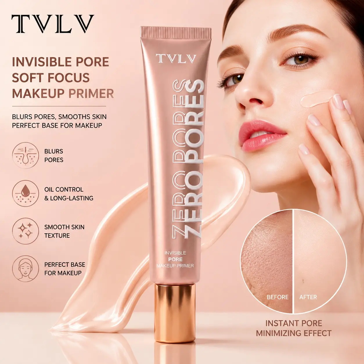 Invisible Pore Soft Focus Makeup Primer, Pore Minimizing Face Primer, Blurring Primer for Smooth Flawless Skin, Lightweight Hydrating Makeup Base