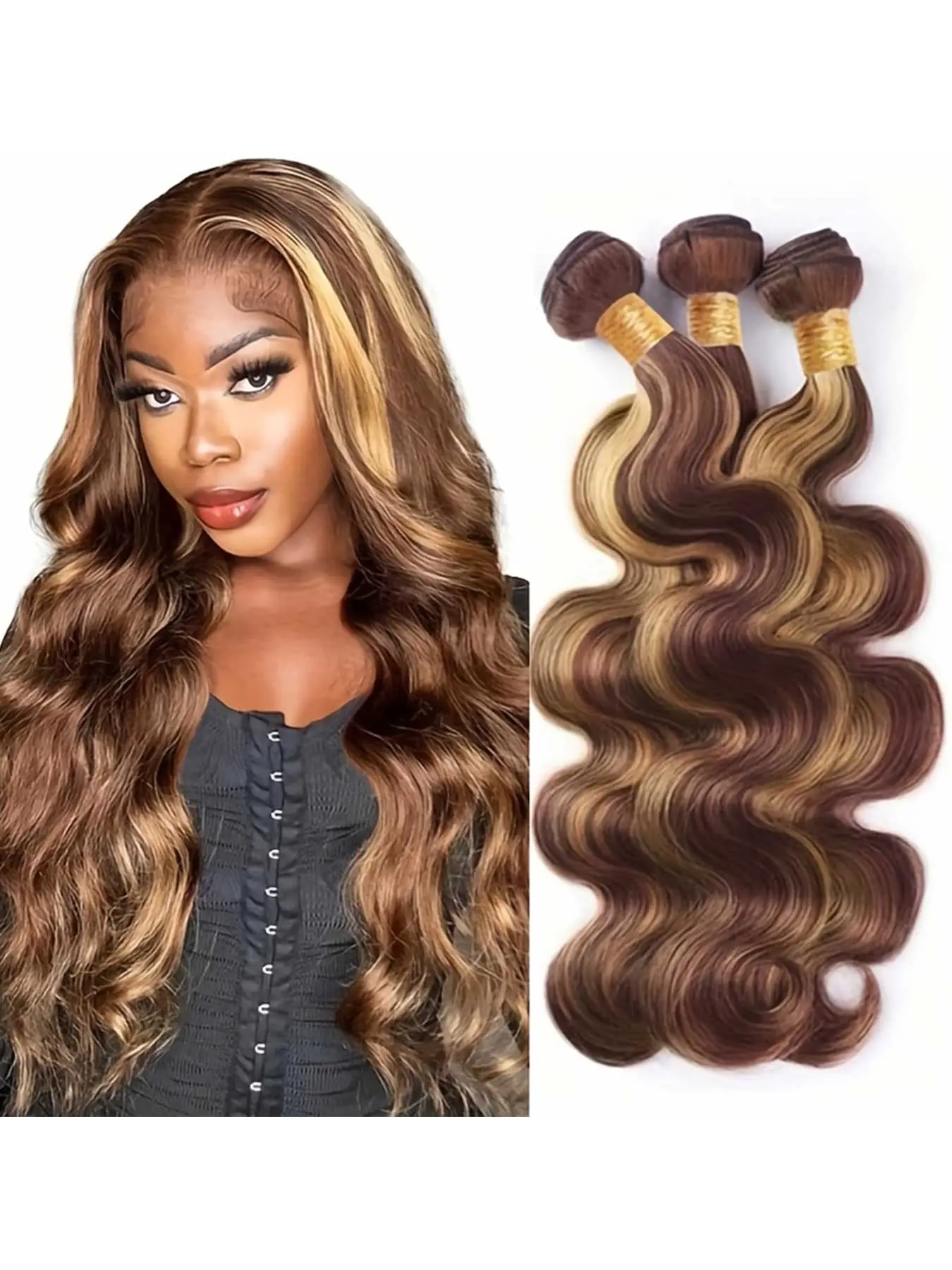 4/27 Real Human Hair 3 Packs Body Wave, Honey Soft Healthy Unprocessed Brazilian Hair, Natural Look & Feel Extensions