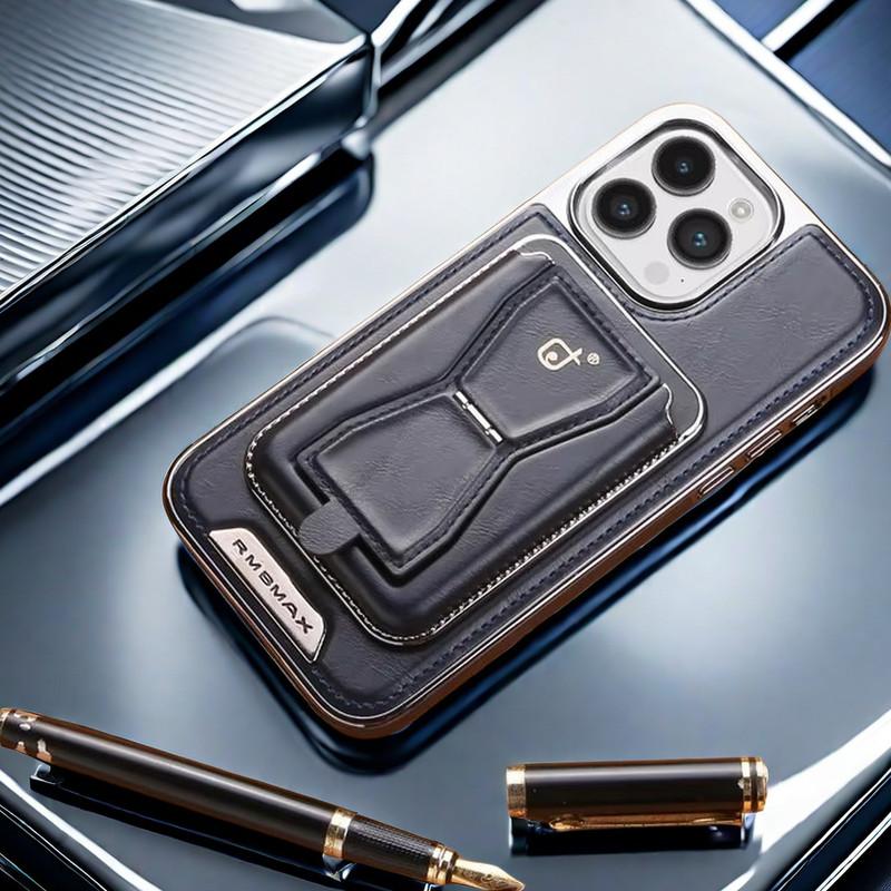 Compatible with Holder Phone Cases for iPhone 16 Pro Max/15/14/13 Men Business Leather Shockproof Cover NH13