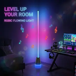 16M Colors Modern RGB Corner Floor Lamp, Space-Saving Smart Ambient Light with Music Sync, App & Remote Control LED Mood Light for Bedroom Living Room Gaming Setup
