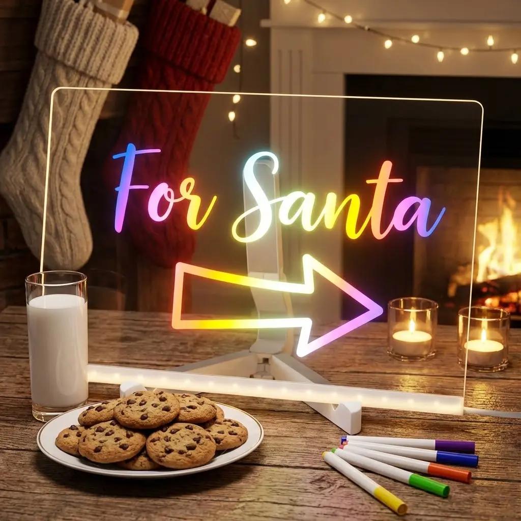 Drawing Board For Kids, Acrylic Dry Erase Light-Up Board with Stand Markers Wipes Erasable Reusable Board for Kids Learning Ideal Gift for Birthday Christmas Decorative Neon Sign Led Effects Rechargeable Led Lighted