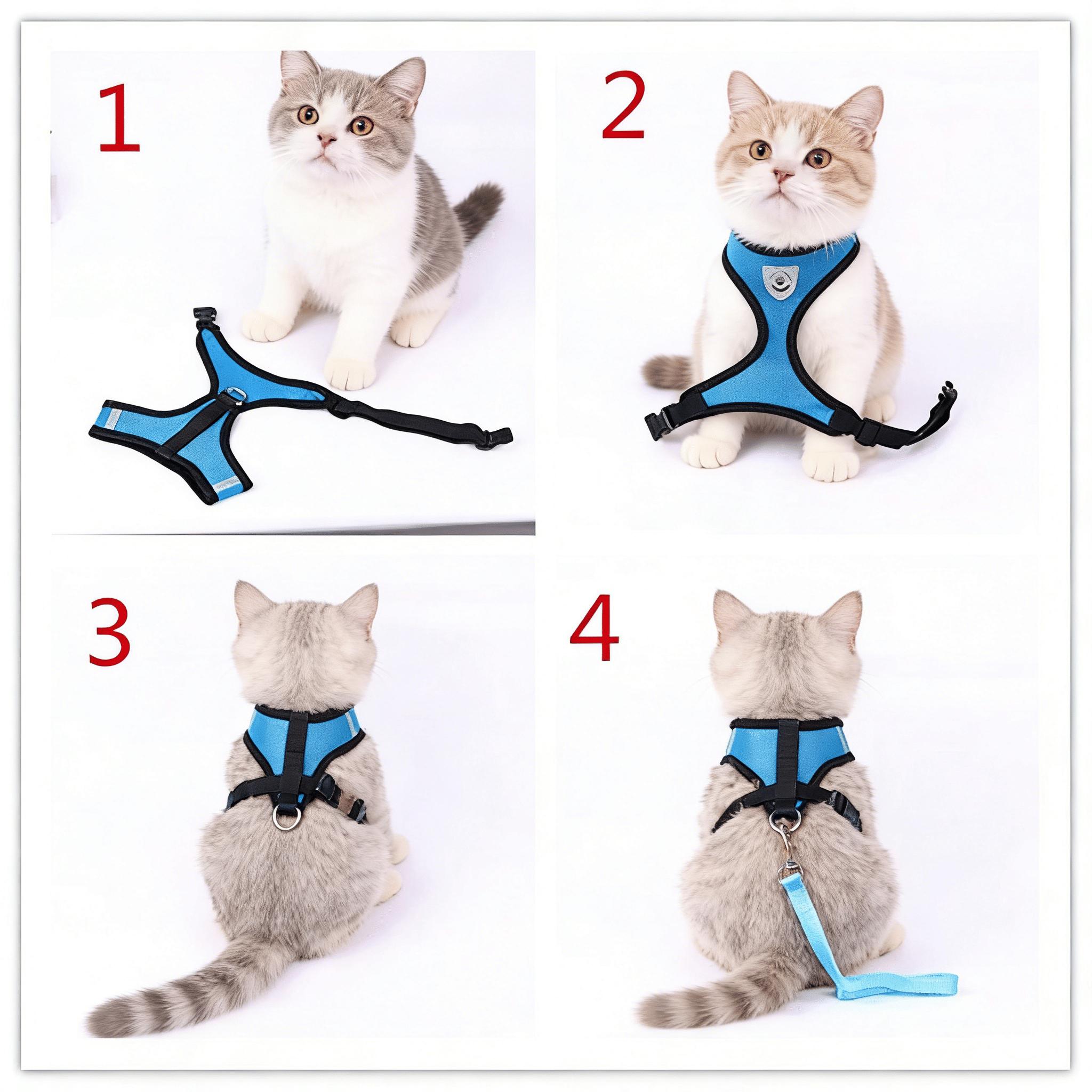Safe and Comfortable Adjustable Reflective Harness for Cats & Dogs - Control Vest with Matching Leash in Sizes S to XL