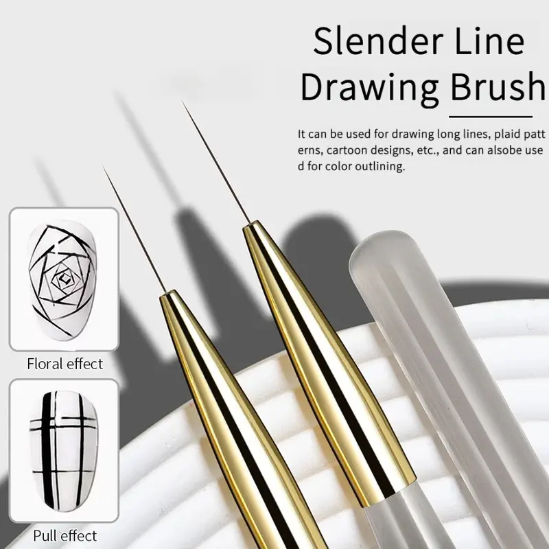 1/2/5PCS Ultra Fine Tip Nail Art Liner Brush, Low Shedding Detail Drawing Brush for French Stripe Gel Manicure, Home DIY & Salon Use