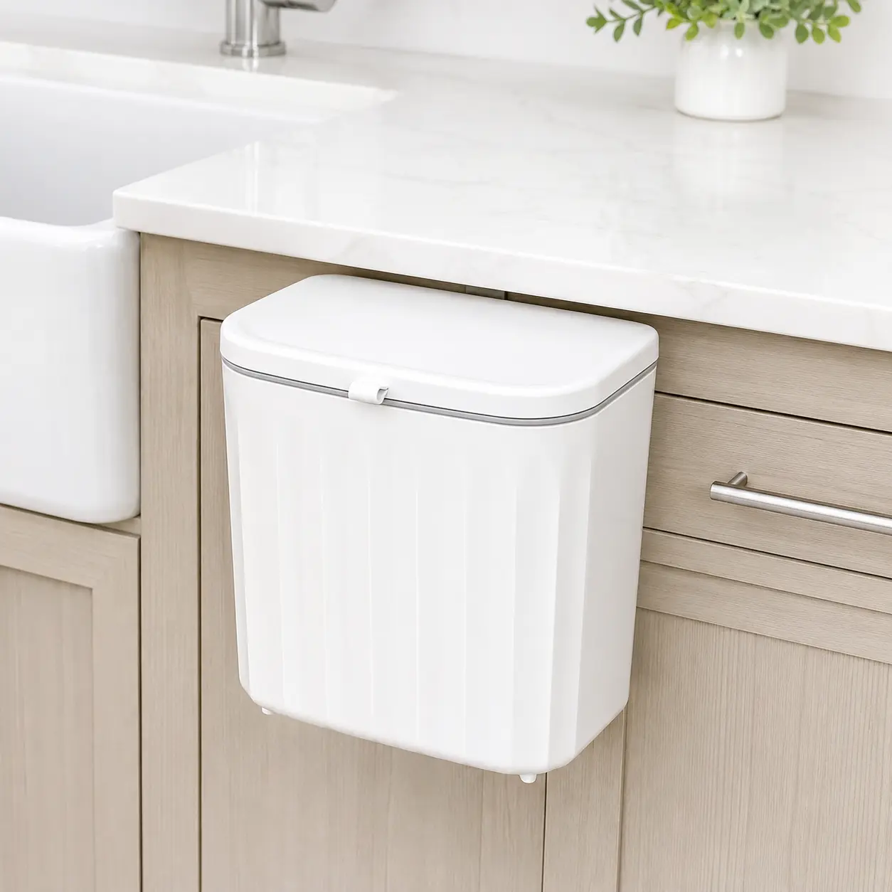 7L Under Counter Waste Bin with Dual Opening Lid, Space-Saving Hanging Trash Can for Kitchen Cabinet, Bathroom, Office and Laundry Room, White,Kraft,Kids,Black,Advent,Personalized,Inflatable,Vintage,Handwritten,foldable,Luxurious,Solar,Wooden,L,ind,living
