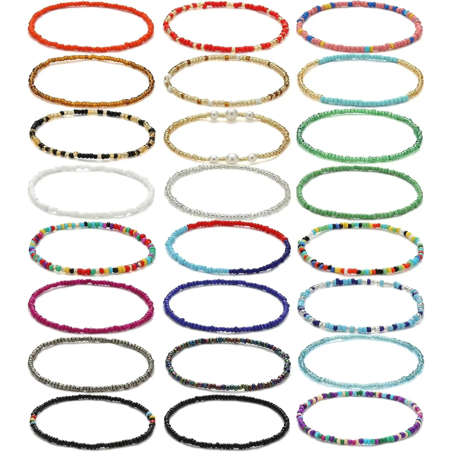 Beaded Anklets for Women  Boho Beaded Ankle Bracelets Colorful Beads Foot Anklets for Women