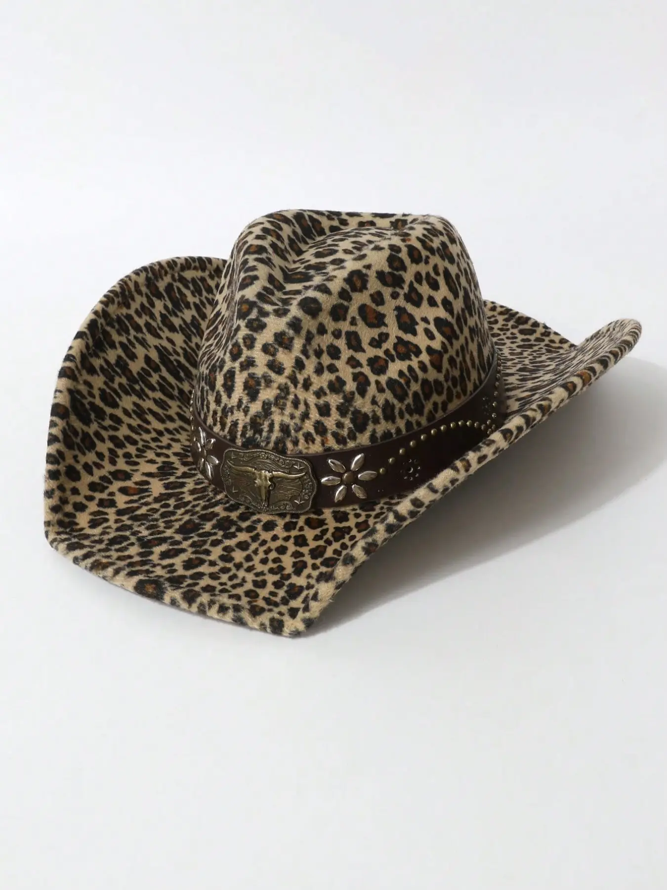 Women's Leopard Print Cowgirl Hat, Dress Up Hat, Fashionable Western Style, Perfect for Parties and Events, Versatile All-Season Accessory