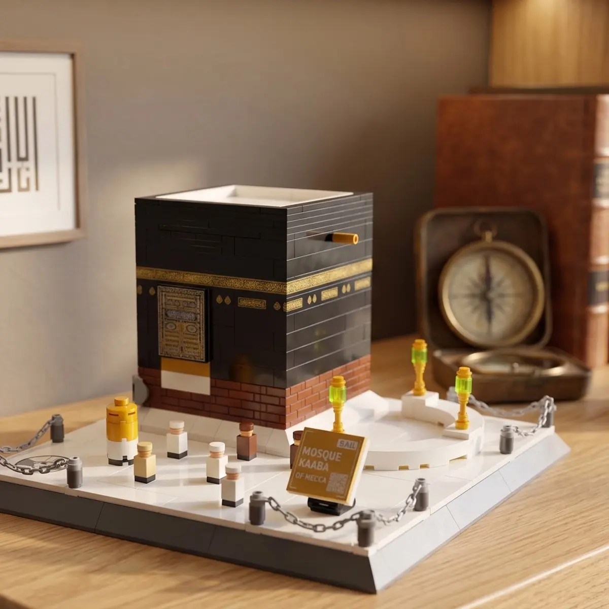 World Landmark Architecture Model Mecca Mosque Kaaba Micro Scale Building Block Set, Building Blocks Set, DIY Construction Desktop Display Collectible for Adults, Stress Relief Hobby Building Kit for Home Office Decor, Architectural Holiday Gift Idea