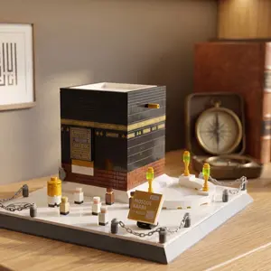Famous World Landmark Architecture Model Mecca Mosque Kaaba Micro Scale Building Block Set. Creative DIY Construction Desktop Display Collectible for Adults. Stress Relief Hobby Building Kit for Home Office Decor, Premium Architectural Holiday Gift Idea.