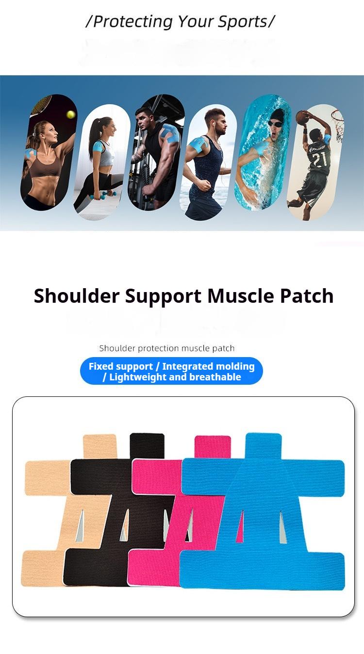 Pre-cut muscle tape for shoulder support, suitable for men and women, sports cut-out tape from manufacturer, stretchable and elastic for injury prevention and fixation