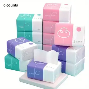 Random Color 4 Layer Soft Tissue, 6 Counts/pack Portable Recyclable Thick Tissue, Home Care Supplies for Home and Business Use