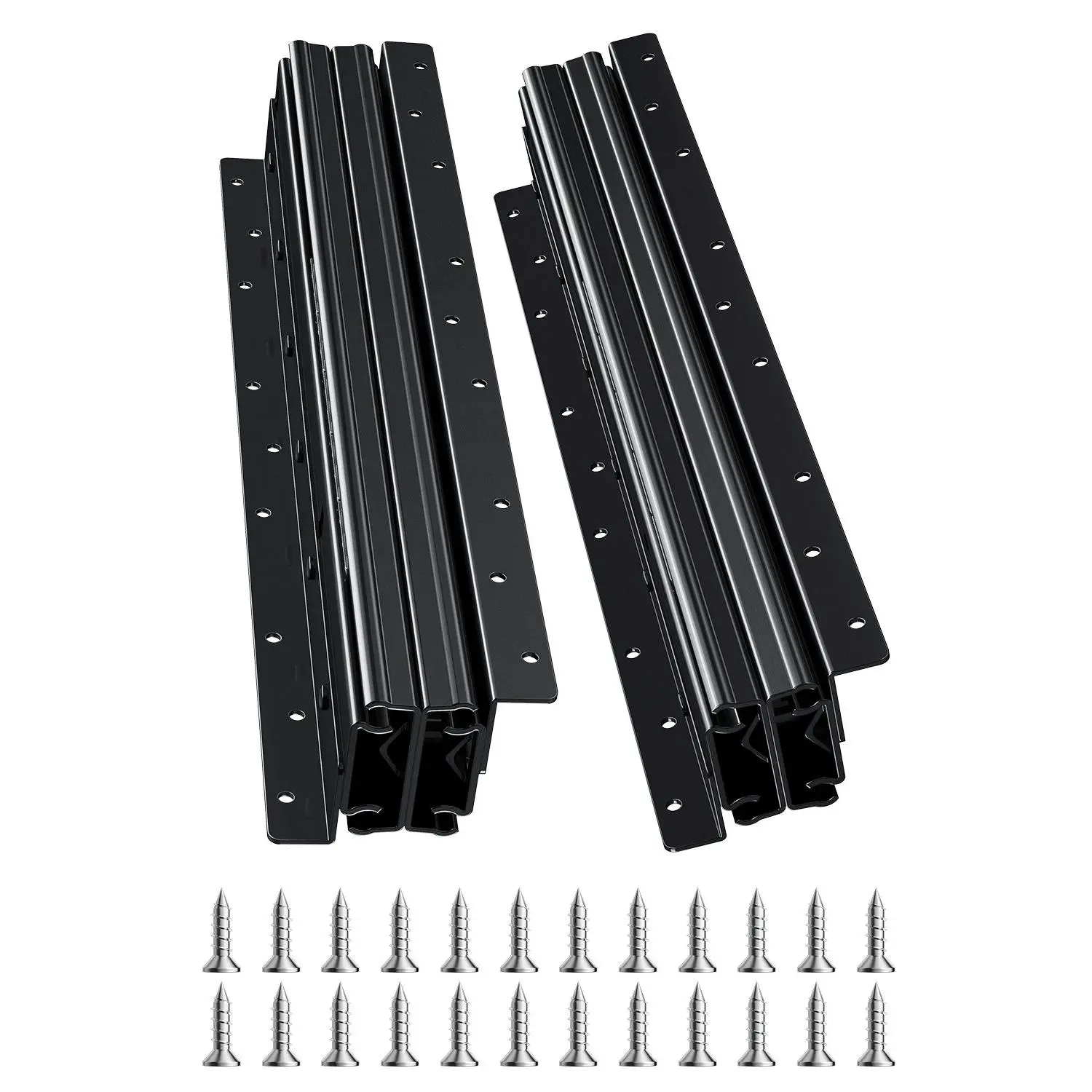 Undermount Drawer Slides, 16 inch, Full Extension Ball Bearing Under Stair Cabinet Rails, 260 LB Load Capacity Heavy Duty Bottom Stair Cabinet Glides Track Runners, for DIY Replacement, Black