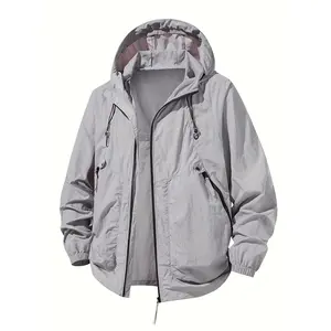 Men'S Lightweight Outdoor Jacket with Large Zippered Pockets - Breathable, Quick-Drying, And Casual Style, Perfect Hiking, Rock Climbing, And Fishing. And Coat |   Hooded Design |   Zippered Jacket