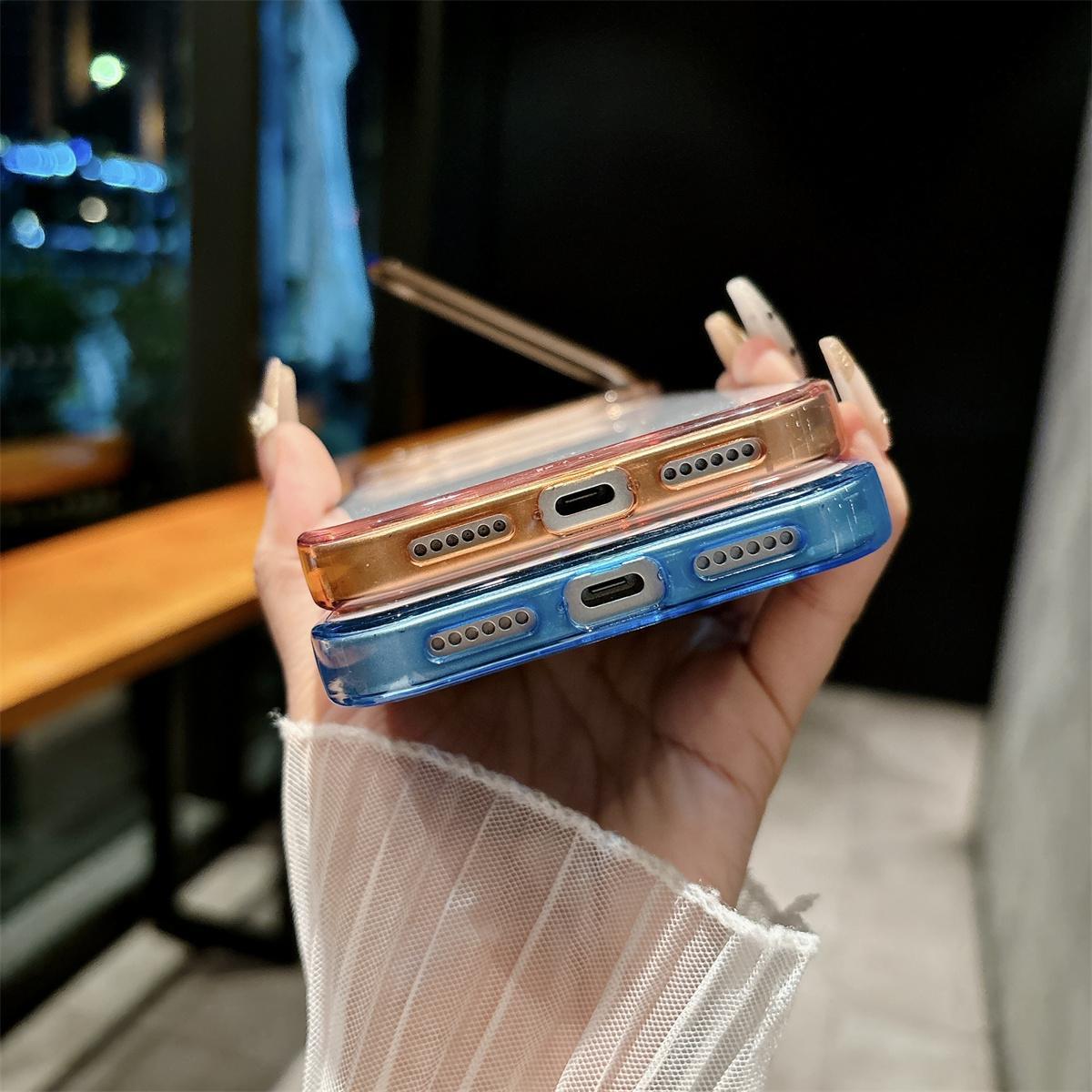 Transparent Hard Shell Phone Case for IPhone 17 Air 16 15 Plus 14 13 12 Pro Max Metal Holder Shockproof Protective Cover