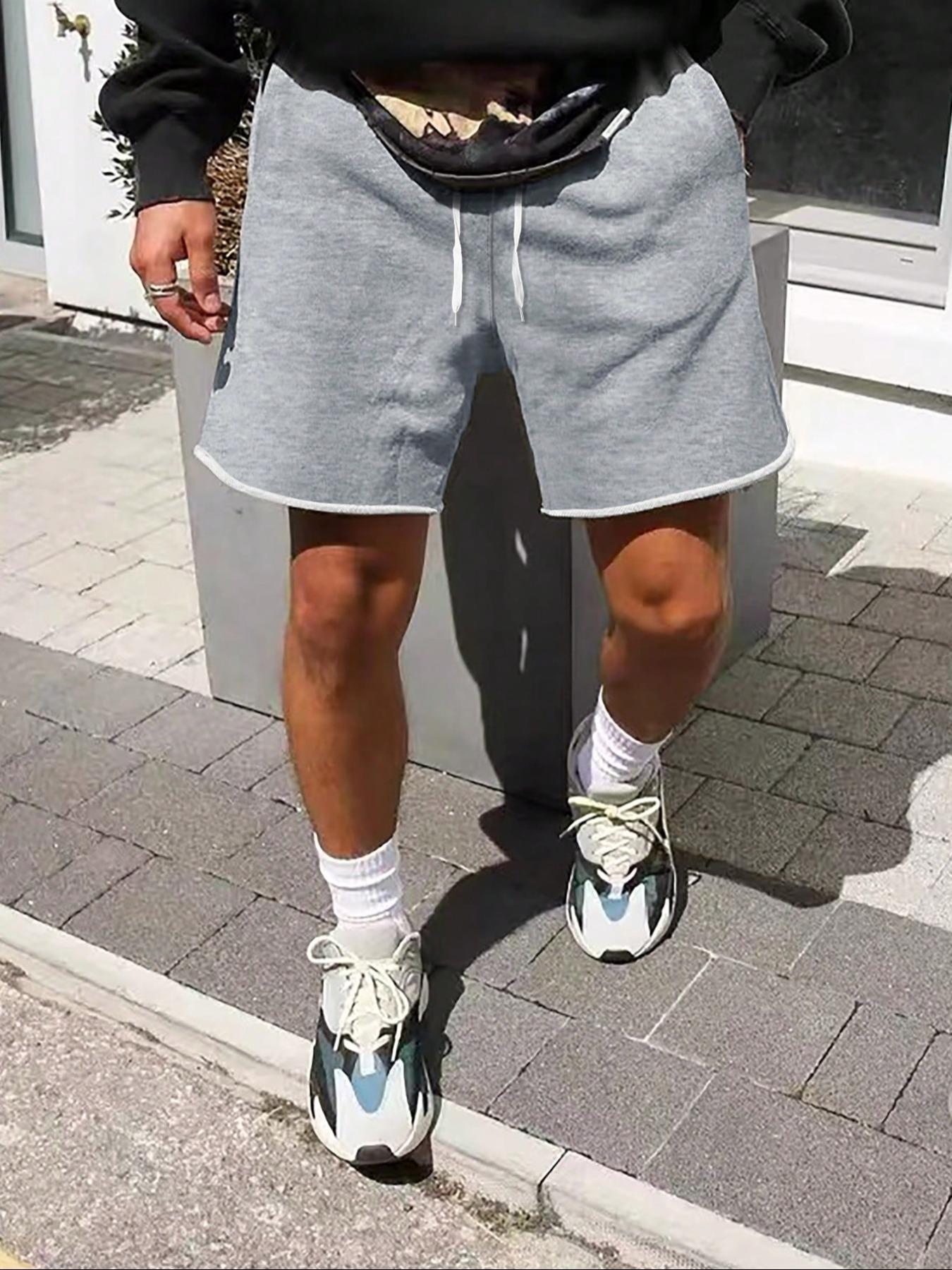 Men's Solid Color Track Shorts, Regular Fit Casual Comfy Breathable Shorts for Summer, Men's Bottoms for Daily Wear, Menswear