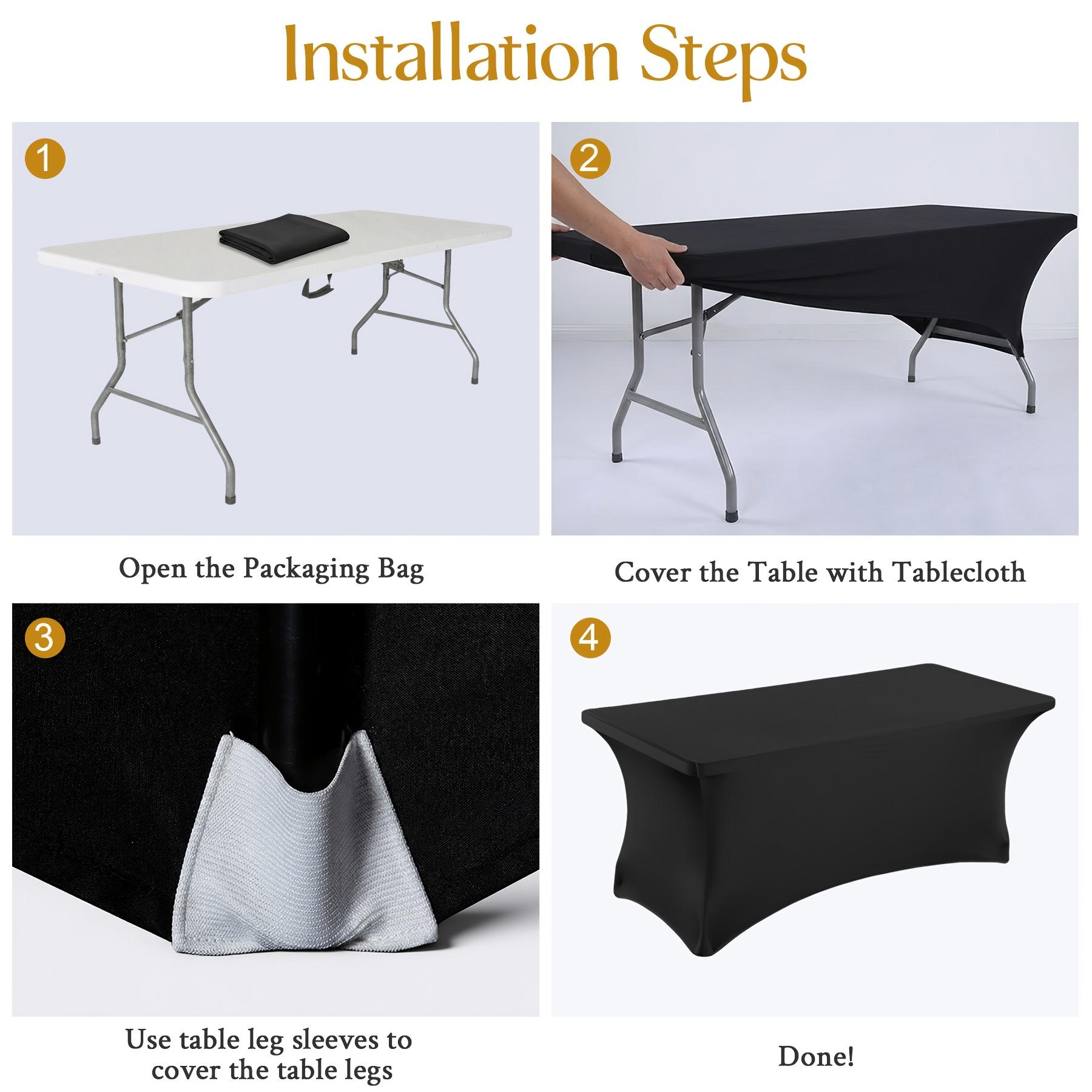 2 Pack Spandex Rectangular Tablecloth 6Ft Fitted Wrinkle Resistant Washable Stretch Table Cover, Elegant Outdoor Wedding Sweetheart Table Decor for Bridal Showers, Baby Showers, Birthday Parties & Banquet Events