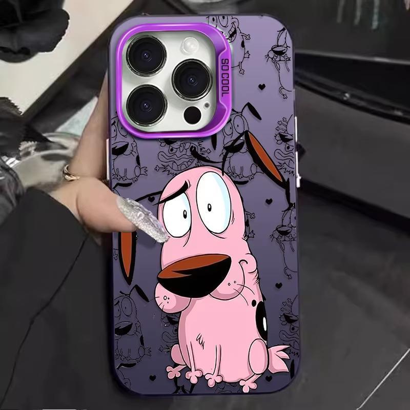 Cartoon Courage the Cowardly Dog phone case suitable for iPhone 17, 16, 15, 14, 13, 12, 11 Pro Max, X, XSMAX, 8, 7 Plus, anti-drop frosted back cover, a gift for friends, family, and yourself.