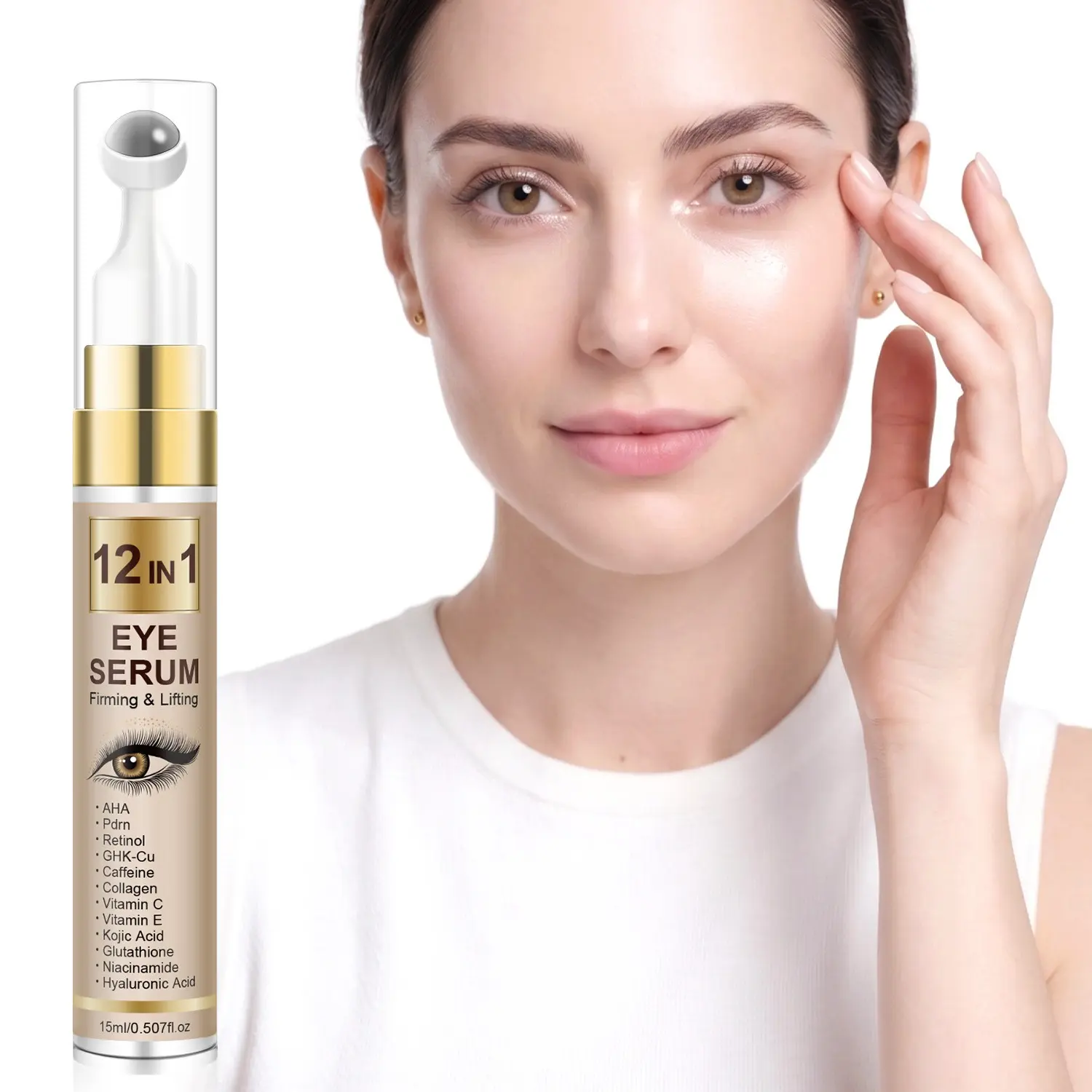 Multi-Effect 12-In-1 Eye Serum, Contains Retinol, Niacinamide, Collagen, Caffeine, Vitamin C, Pdrn, Deep Hydration, Tightening, Reduces Dark Circles, Puffiness, Fine Lines, 15ML, Retinol Eye Cream