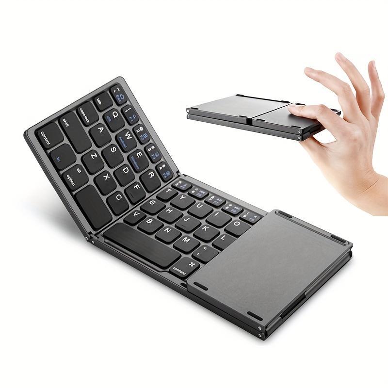 Portable Mini Foldable Bluetooth-compatible Wireless Keyboard with Mouse Touchpad, Ideal for Laptops, Phones & Computers, Compact Design, Folding Wireless Keyboard