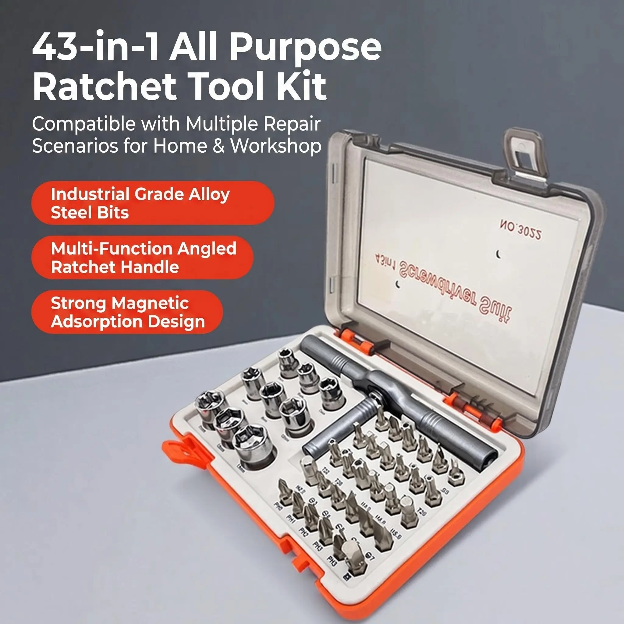 43-In-1 Multi-Function T-Type Ratchet Strong Magnet Screwdriver Kit, Adjustable Pen Type Handle, High-Quality Alloy Steel Bits, Portable