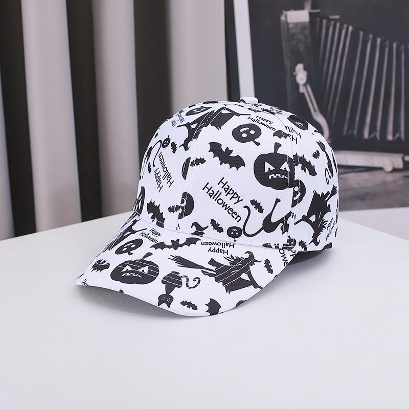 New cross-border Halloween baseball cap, outdoor casual sun hat for women, fashionable and versatile, popular printed duckbill cap