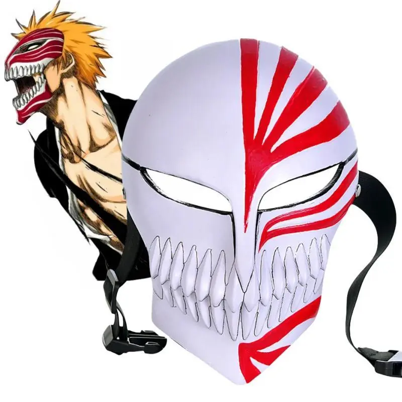 Anime Bleach Kurosaki Ichigo Mask Cosplay Prop Ichigo Hollow Masks Halloween Party Costume Thickened Resin Material High Quality