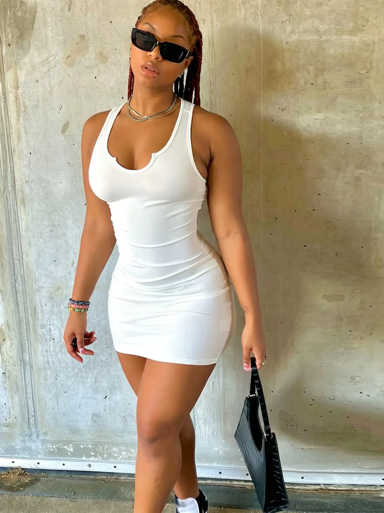 Elegant Summer Dress for Women, U-Neck Backless Tank Top, Sleeveless Slim Fit Short Dress, Casual Party Wear, Sexy Stretchy Dress