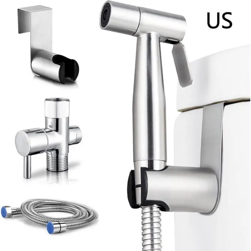 Handheld Toilet Flusher Wand, Adjustable Water Pressure Hose, Stainless Steel Bathroom Accessory for Women's Hygiene and Baby Bathing