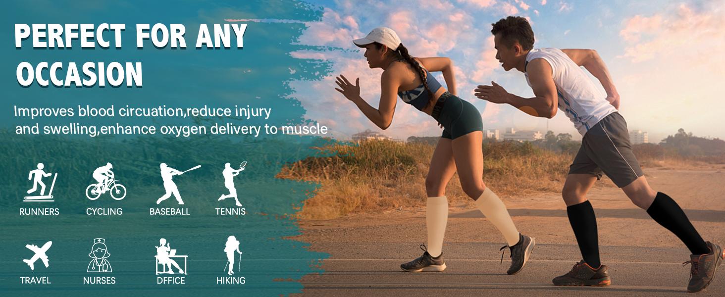 Compression Socks for Women and Men Circulation (3/4 Pairs) is Best Support for Running Athletic Cycling Hiking