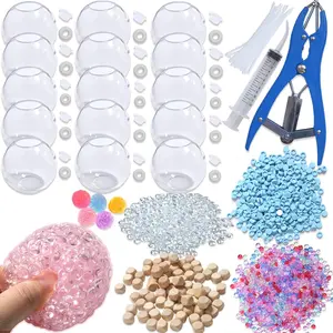 DIY Stress Ball Making Kit with Filler-15PCS Stress Ball Making Kit Stress Balls, Transparent Blank Skins with Air Pump & Expander Tool for Pressure Squishy Balls for Adult (15PC, Style A)
