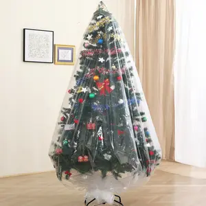 Clear Extra Large 9x6ft Christmas Tree Disposal Bag Jumbo Heavy Duty Plastic Xmas Tree Storage Bag Cover for Upright Tree Removal