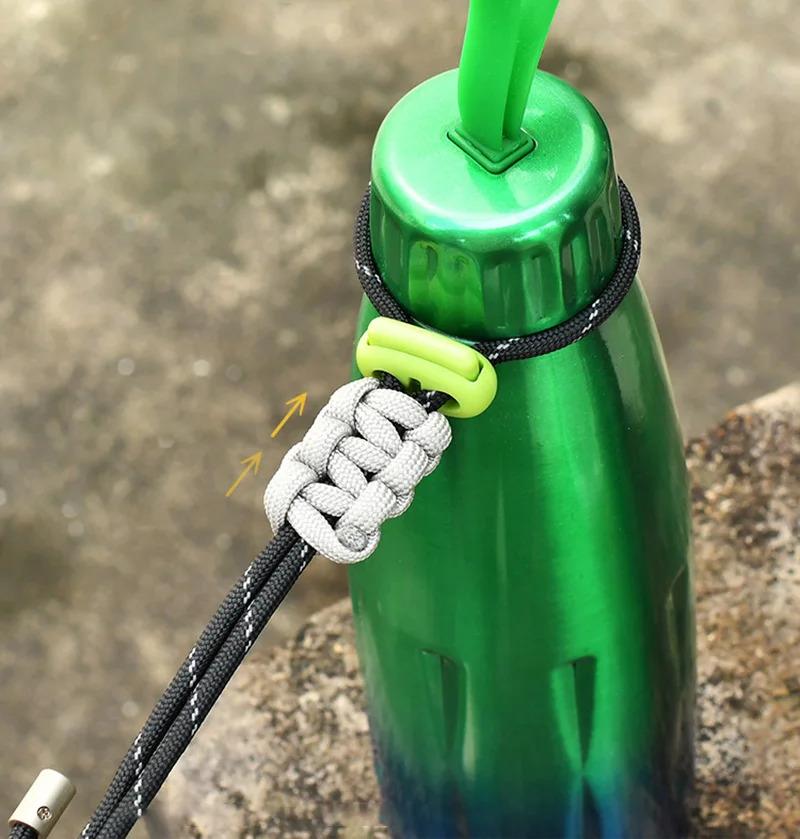 Quick-Release Paracord Water Bottle Hang Buckle Carabiner Portable EDC Clip Multifunctional Hook for Outdoor Hiking Backpack