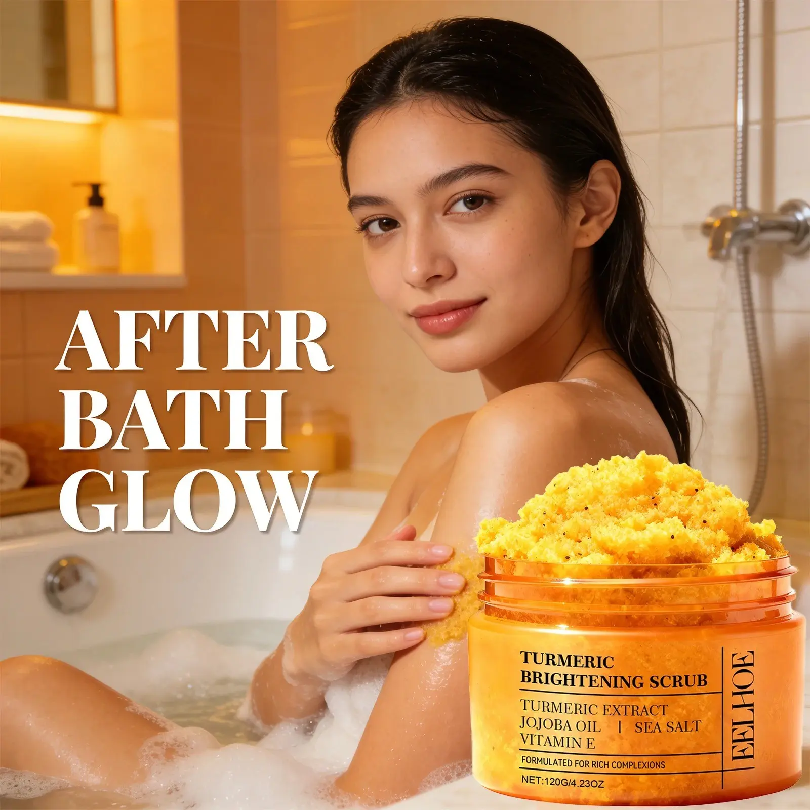 Turmeric Vitamin E Exfoliation Scrub, Smoothing Brightening Skin Care, Reduce Dark Spots, Refreshed Turmeric Body Scrub Cosmetics