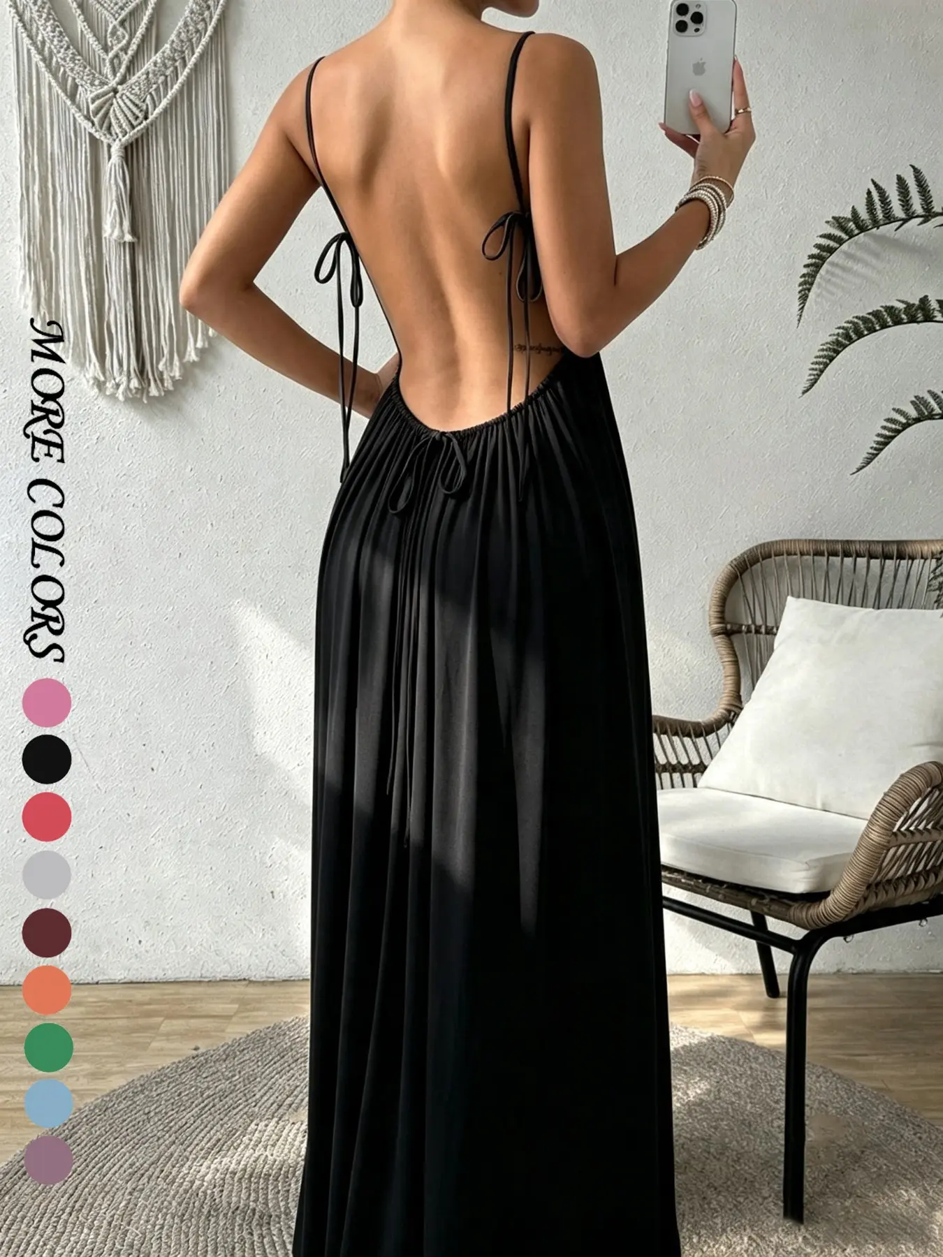 Women's Long Dress with Back Tie, Short Sleeve Loose-Fit Skirt, Casual Striped Design, Ideal for Summer Outdoors & Beach Holidays