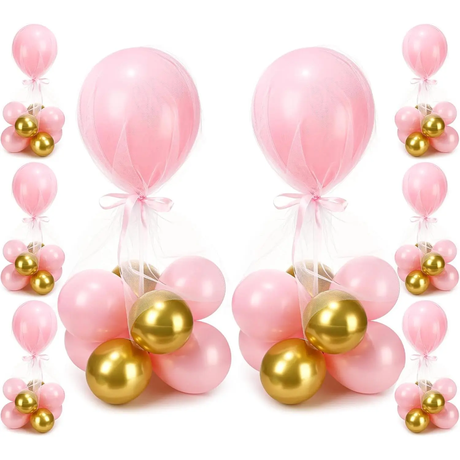 8 Set   Table Centerpieces Balloons Stand Kit, Latex Balloons and Table Stand Holder with Base Tulle for Wedding Birthday Grad Prom Centerpieces Party  to School  Shower