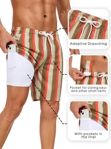 Men's 2-In-1 Swim Trunks, 7 Inch Swimming Shorts Beach Pants, Quick Dry Gym Shorts with Compression Lining, Gym Vacation Pool Wear