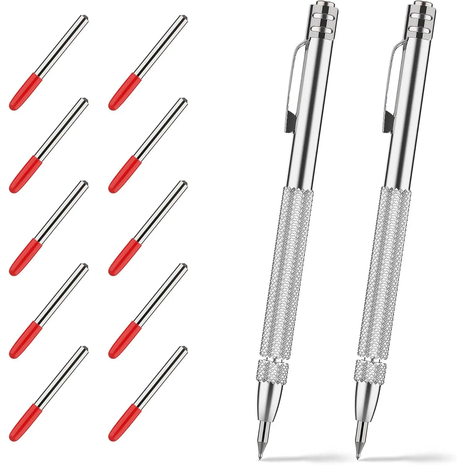 2-Pack Tungsten Carbide Scriber Set with  and 10 Tips |  engraving pens with 10  carbide tips for marking glass, ceramic, sheet metal and other hard surfaces