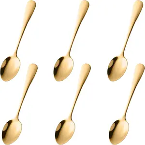 Espresso Spoons Set of 6, Gold Stainless Steel Mini Coffee Spoons for Dessert, Tea, Appetizer, Dishwasher-Safe Tiny Stirring Small Teaspoons