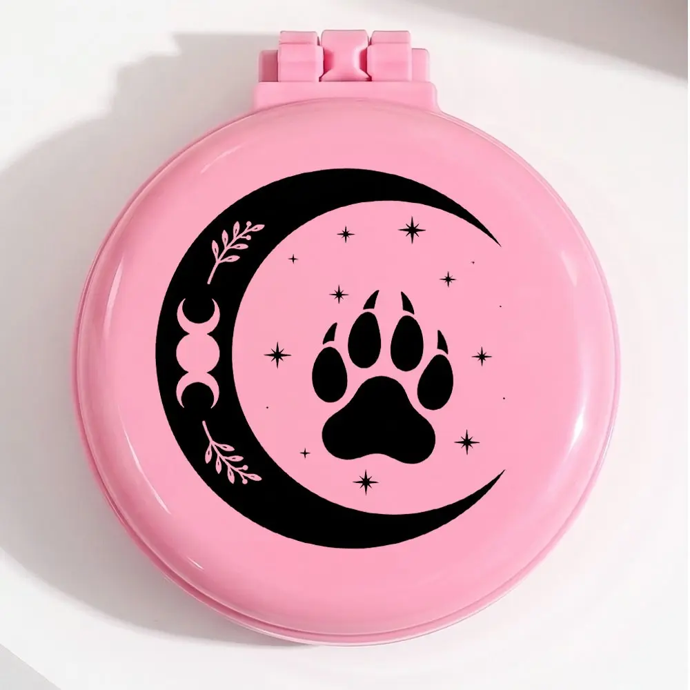 Foldable Travel Hair Comb, Silhouette Star Moon Cat Paw Design, Blue Colors, Portable Mini Air Cushion Comb, Pocket Size, Durable