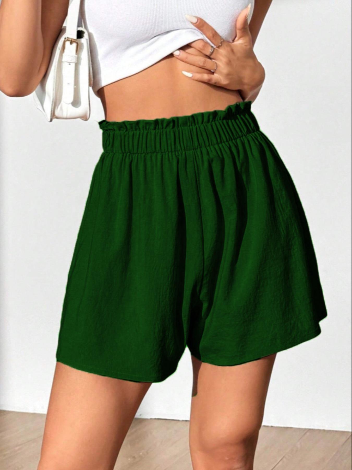 Women's Solid Color Wide Leg Shorts, Casual Relaxed Shorts, Casual Comfy Bottoms for Daily Wear, Ladies Bottoms for Summer