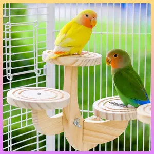 Wooden Step Ladder Parrot Toy, Multi-Stage Climbing Platform Stand for Sun Conures & Lovebirds