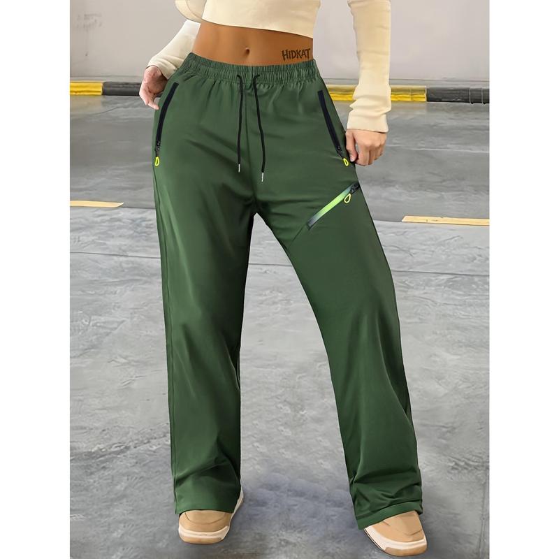 Women's Streetwear Joggers - Multi-Pocket Full-Zipper, Elastic Drawstring Adjustable Drawcord Waist, Casual Loose Fit Athleisure - Suitable for Daily Leisure, Outdoor Activities