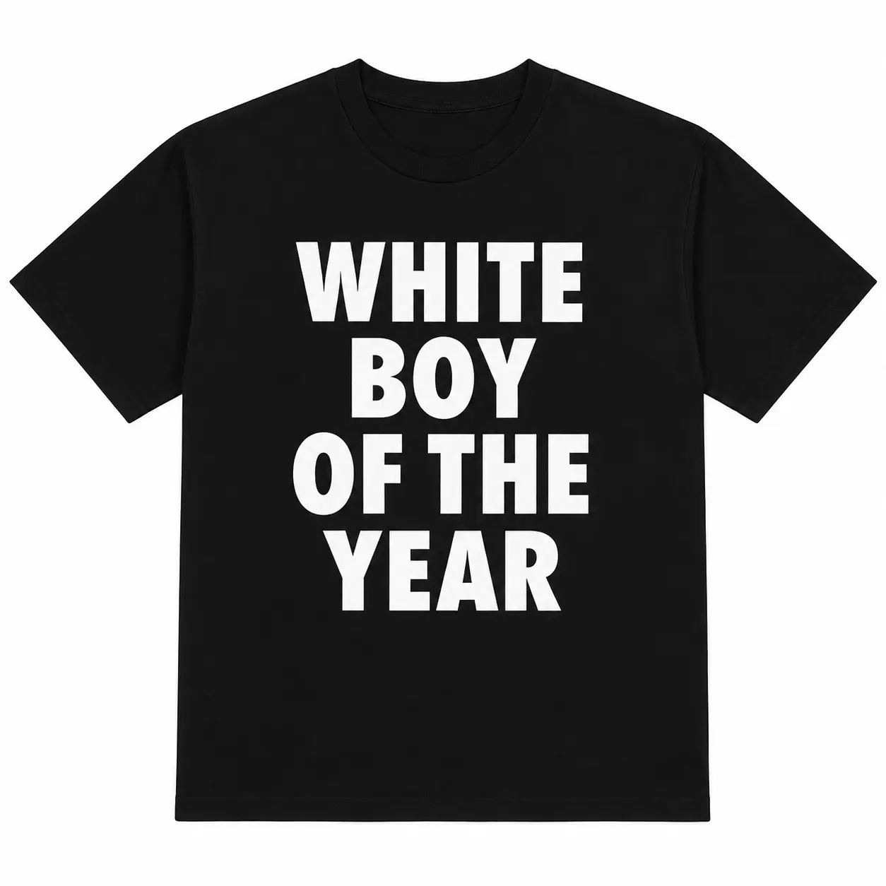 Men's Oversized Streetwear T-Shirt - White & Black, Short Sleeve, Casual Trendy Menswear, Viral Meme Graphic, Boy Of The Year Print, Sports Tops (S-XXXL), Shortsleeve, Viral Meme Tee