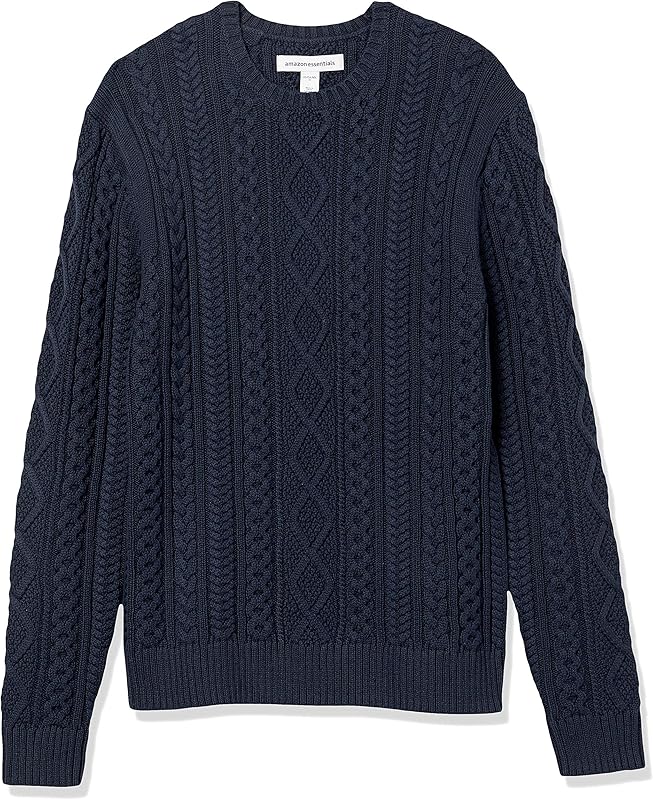 Long-Sleeve 100% Cotton Fisherman Cable Crewneck Sweater Tops Knitwear Menswear Beige Plain Yellow vacation outfits houston rodeo outfits streetwear vacation outfits patchwork hoodie spider hoodies long sleeve tops spider hoodies