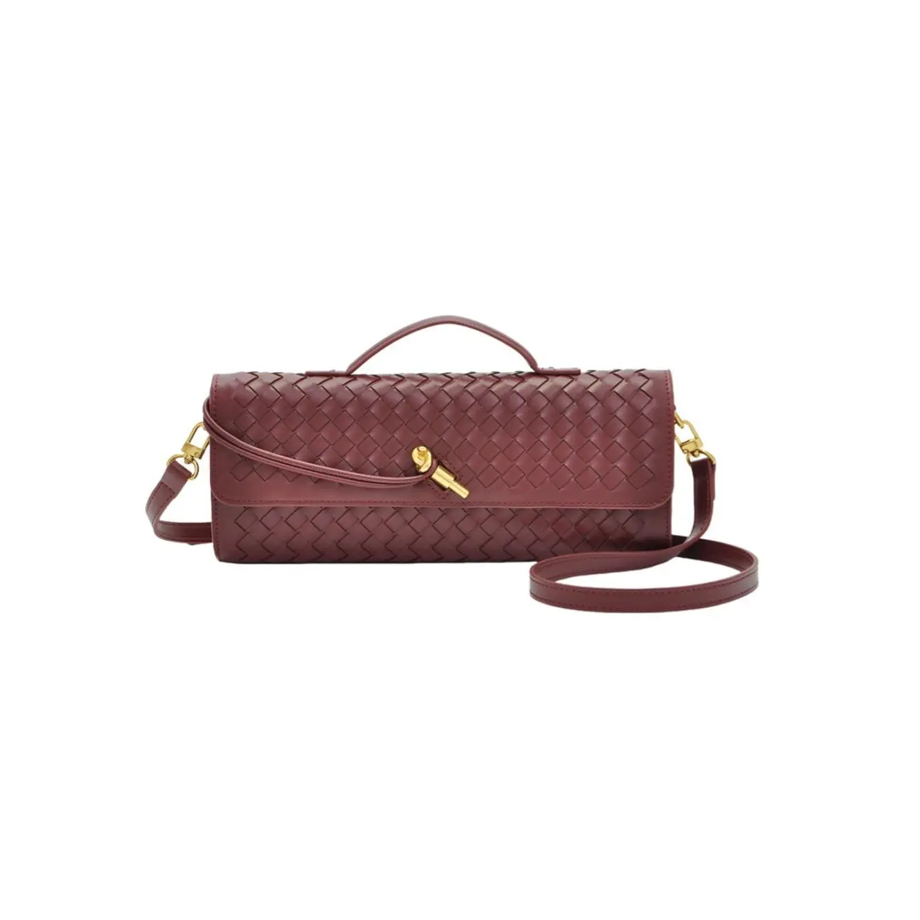 Unique woven shoulder accordion bag, fashionable horizontal clutch bag, versatile women's crossbody bag